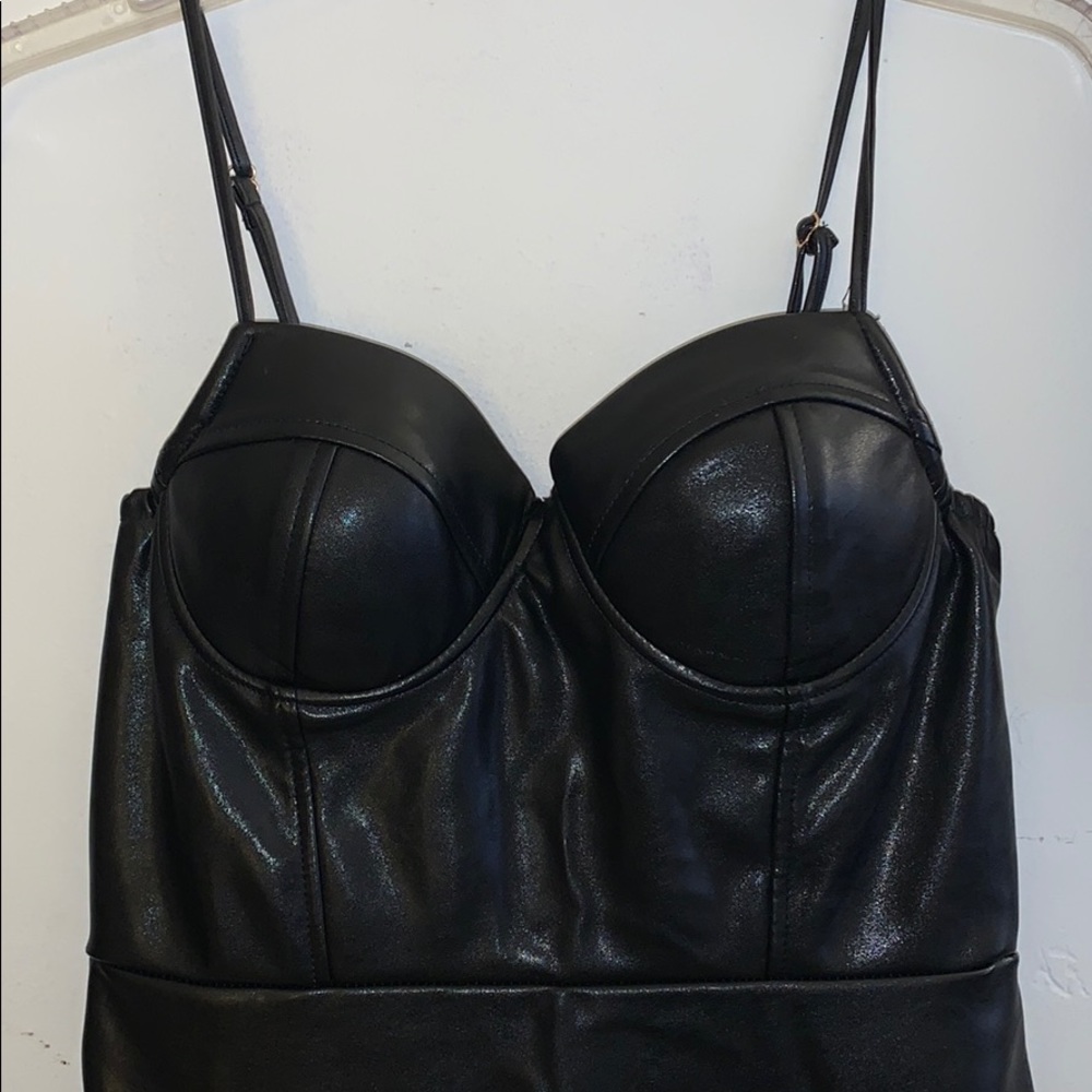 Black faux leather dress